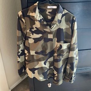 Camo button down blouse